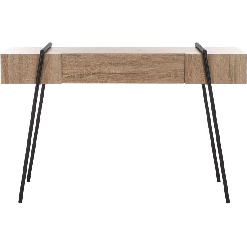 Light Grey Oak and Black Metal Console Table