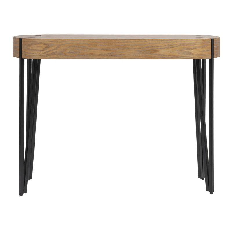 Storied Home Astoria Wood Console Table Natural/Black: White Oak Finish, Iron Hairpin Legs, Entryway Furniture