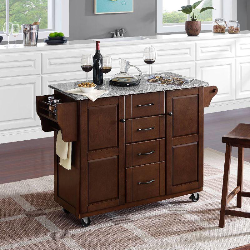 Eleanor Granite Top Kitchen Cart Mahogany/Gray - Crosley