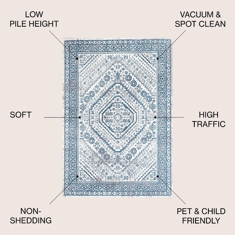 Blue and White Medallion 8' x 10' Synthetic Area Rug