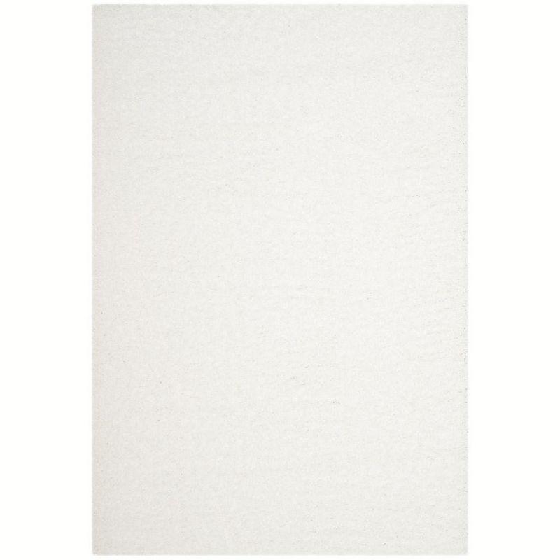 Ivory Bliss Hand-Knotted Shag Area Rug, 4' x 6', Easy Care Viscose