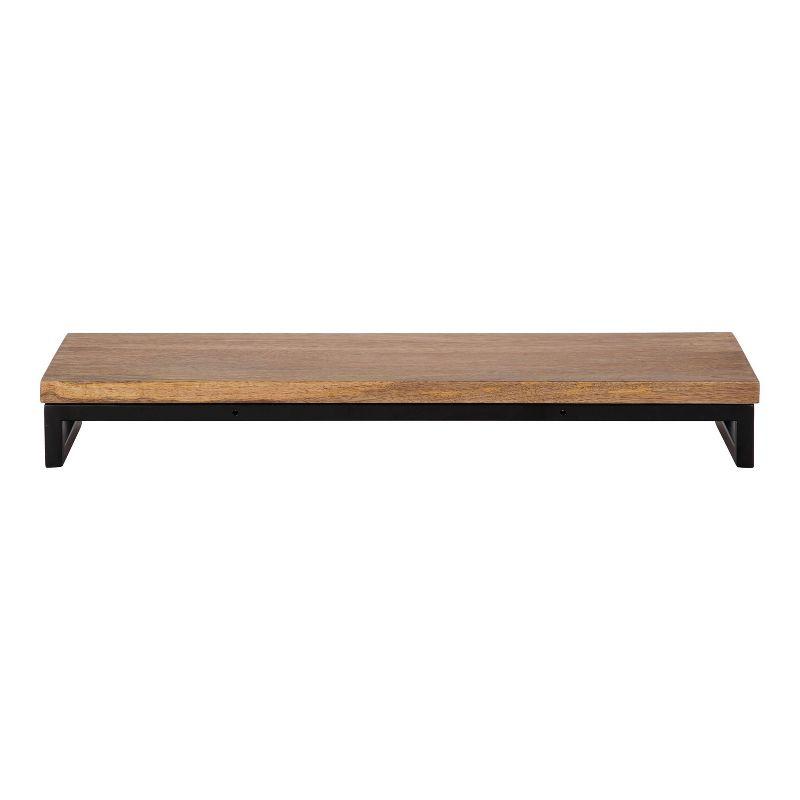 Lankford 24" Natural Wood and Black Modern Floating Wall Shelf