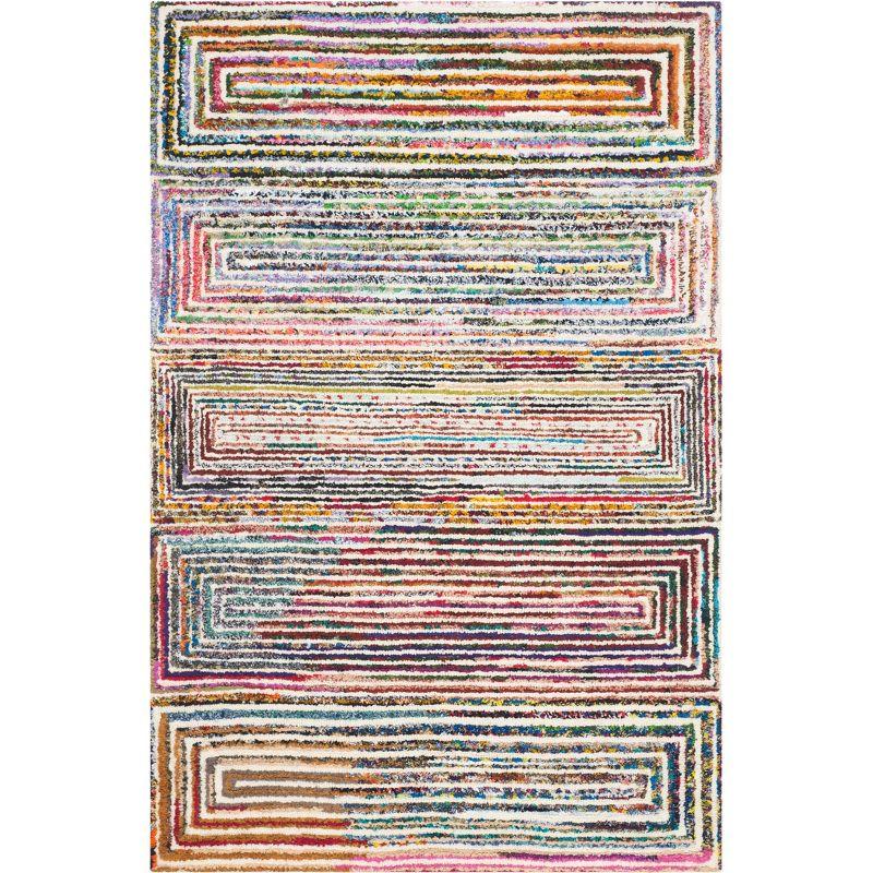 Dakota Fields Nantucket Hand Tufted Wool/Cotton Geometric Rug in Brown/Pink/Blue