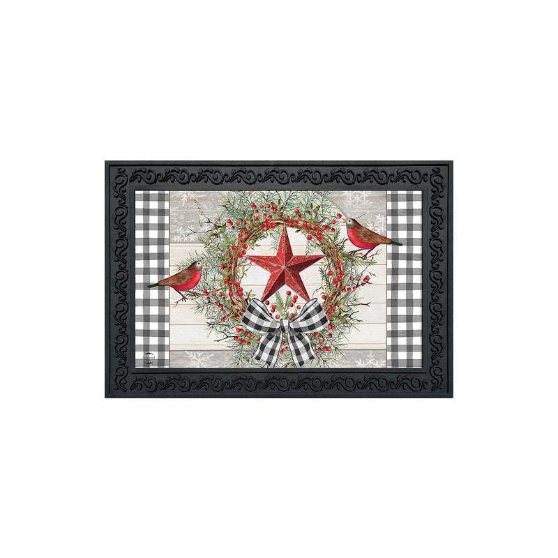 Briarwood Lane Doormat 30x18 Indoor Outdoor Berry Wreath Barnstar Winter For Winter Doormat