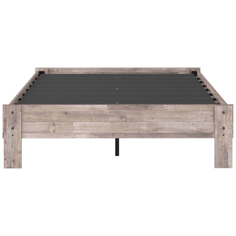 Full Neillsville Platform Bed Whitewash - Signature Design by Ashley: Wood Frame, No Box Spring Needed
