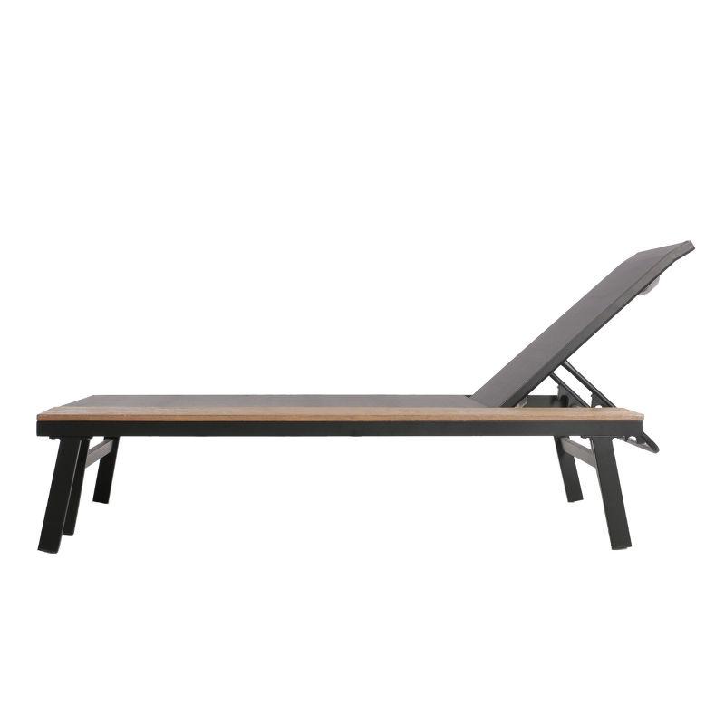 Waterloo Mesh and Aluminum Table Chaise Lounge - Gray - Christopher Knight Home