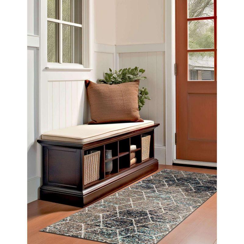 Unique Loom 2' 0 x 6' 0 Trellis Frieze Geometric Blue Multi Area Rug