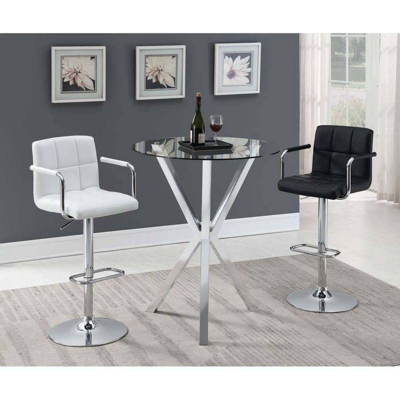 Denali Round Glass Top Chrome Bar Height Table