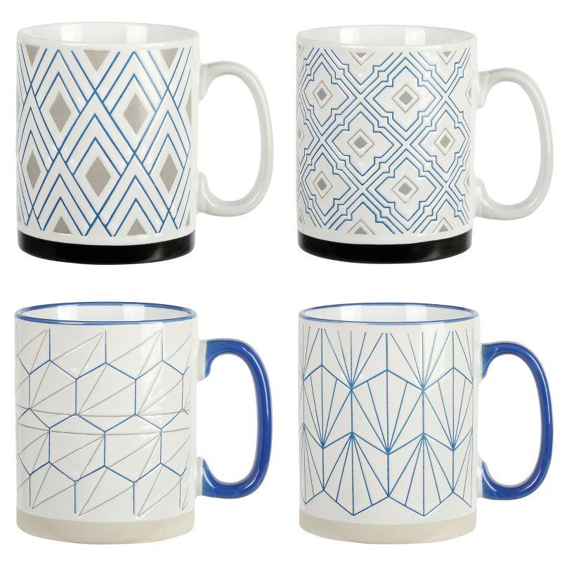 Parkmill Assorted Geometric Ceramic 17oz Coffee Mug Set