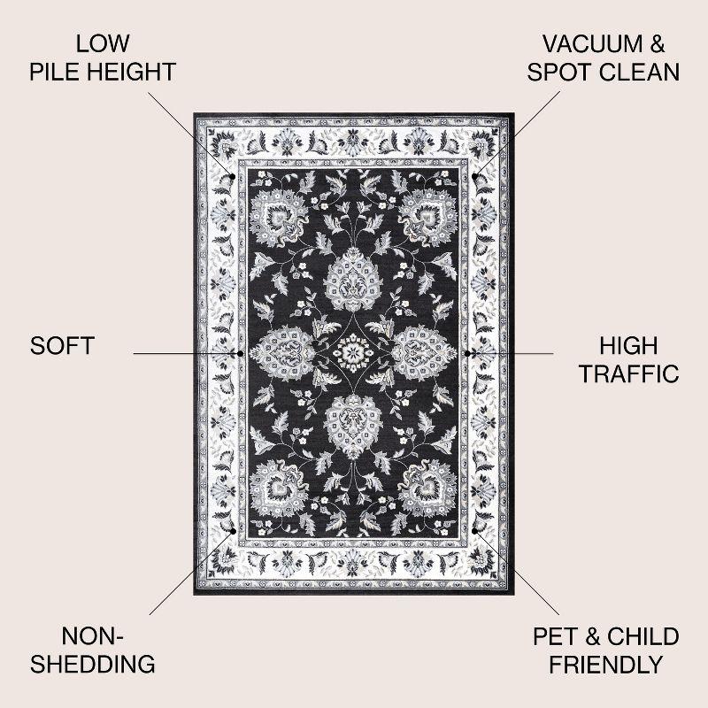5'x 8' Cherie French Cottage Area Rug, Black/Cream - JONATHAN Y
