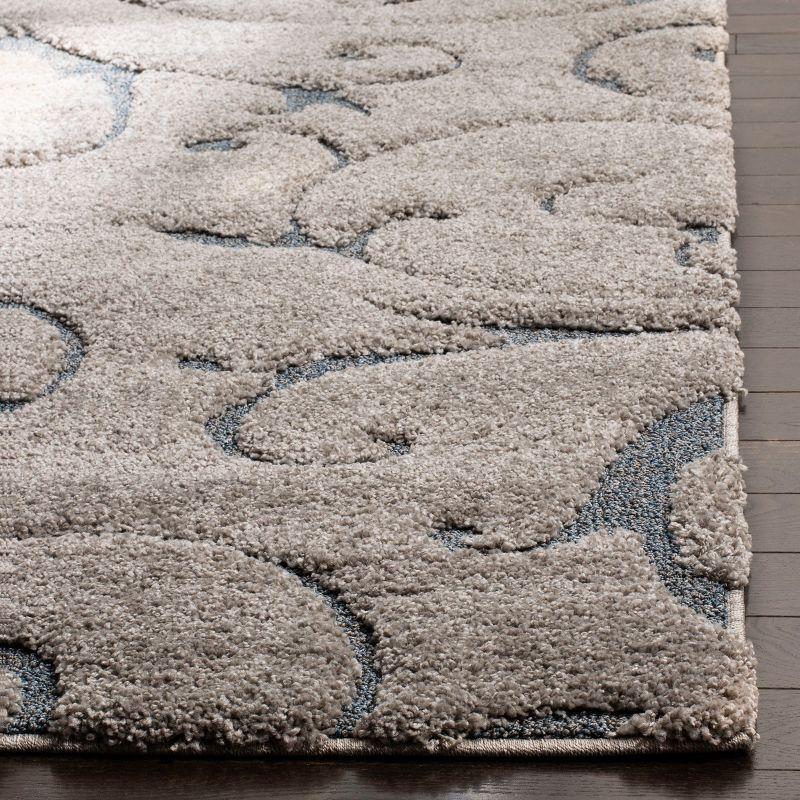 59" Grey and Light Blue Synthetic Shag Area Rug