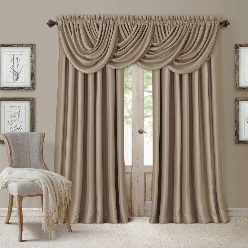 Taupe Polyester Room Darkening Waterfall Valance