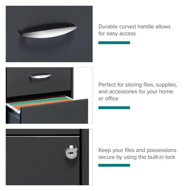 Space Solutions 18" Deep 3 Drawer Metal Organizer File Cabinet with Pencil Drawer Charcoal: Steel Vertical Storage