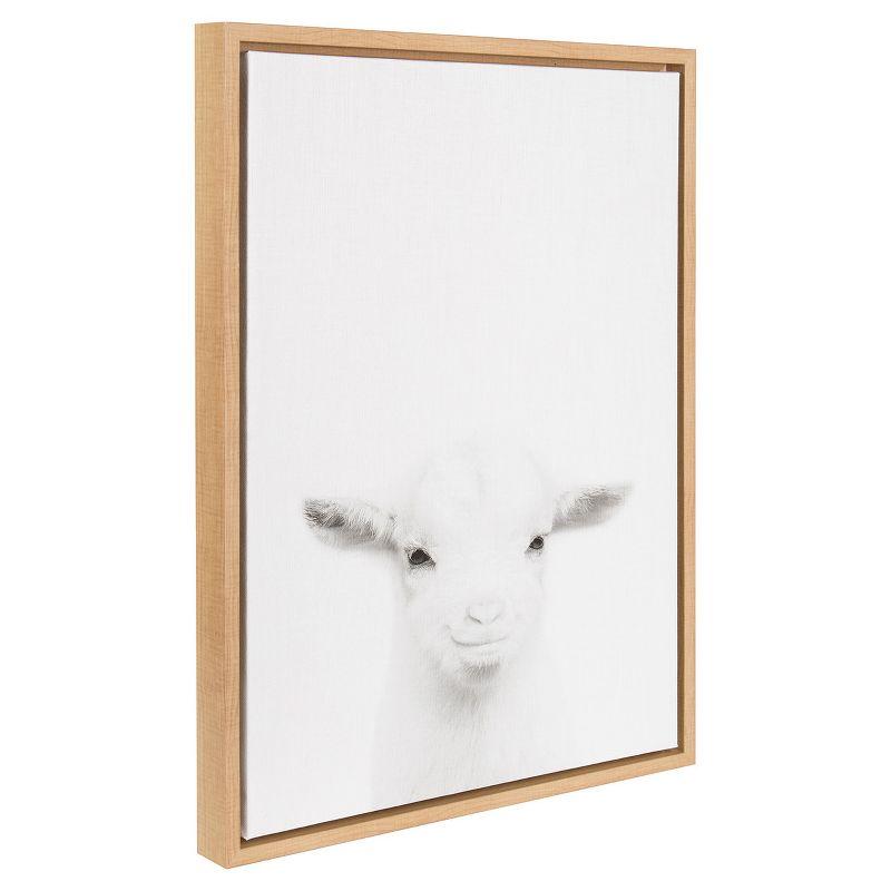 24" x 18" Baby Goat Framed Kids' Canvas Art Natural - Uniek