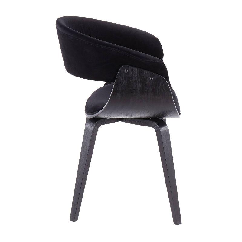 High Back Black Velvet and Wood Upholstered Chair