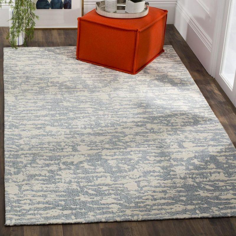 Marbella Blue and Ivory Hand Loomed Wool Area Rug