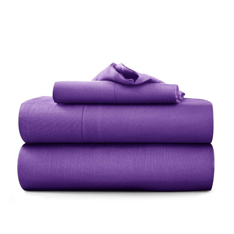 Twin 3 PC Piece Rayon From Bamboo Sheets Solid Deep Pocket Sheet Set - Purple