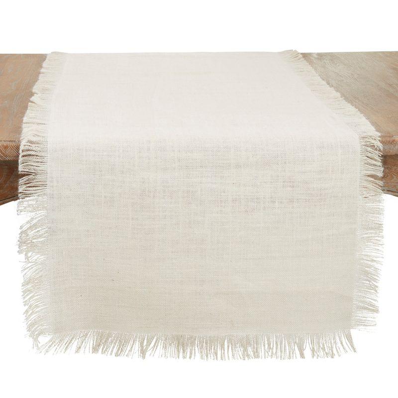 Ivory Fringed Jute Table Runner, 20x70 Inch