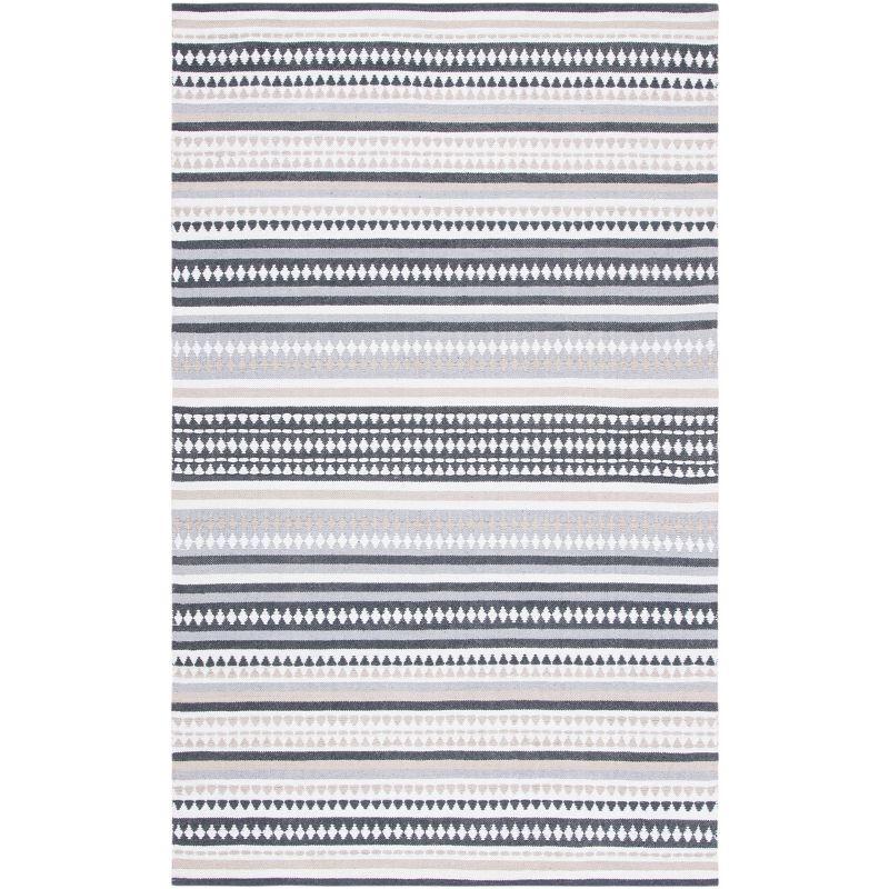 Coastal Gray Geometric Handwoven Cotton Area Rug 8' x 10'