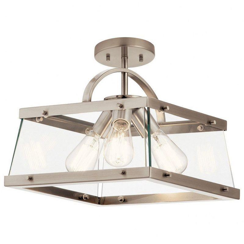 Darton 13.75" 3 Light Convertible Pendant/Semi Flush with Clear Glass in Classic Pewter