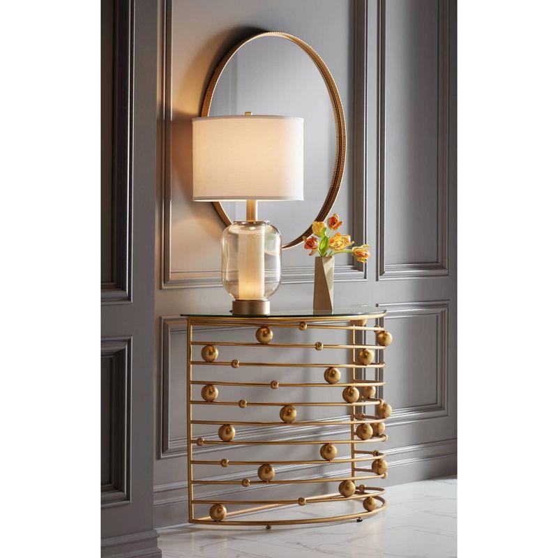 55 Downing Street Liam Modern Metal Console Table 36 3/4" x 15 5/8" Gold Mirrored Tabletop Rail Bead for Living Room Bedroom Bedside Entryway Office