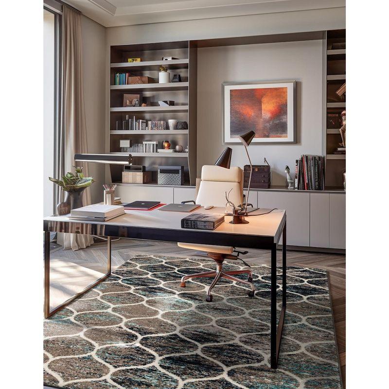 Unique Loom 2' 0 x 3' 0 Trellis Frieze Rounded Blue Multi Area Rug