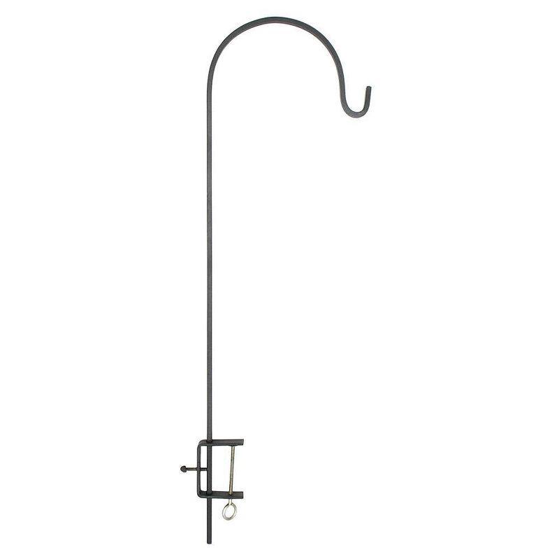 Adjustable Black Metal Deck Rail Shepherd's Hook