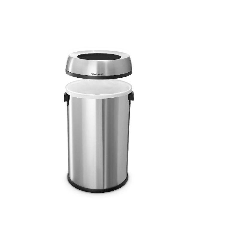 17 Gallon Silver Stainless Steel Open Top Trash Can