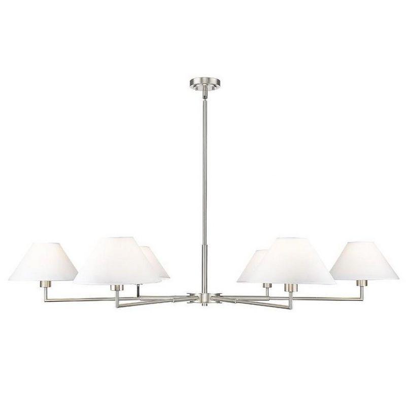 Leila Brushed Nickel 6-Light Chandelier with White Linen Shades