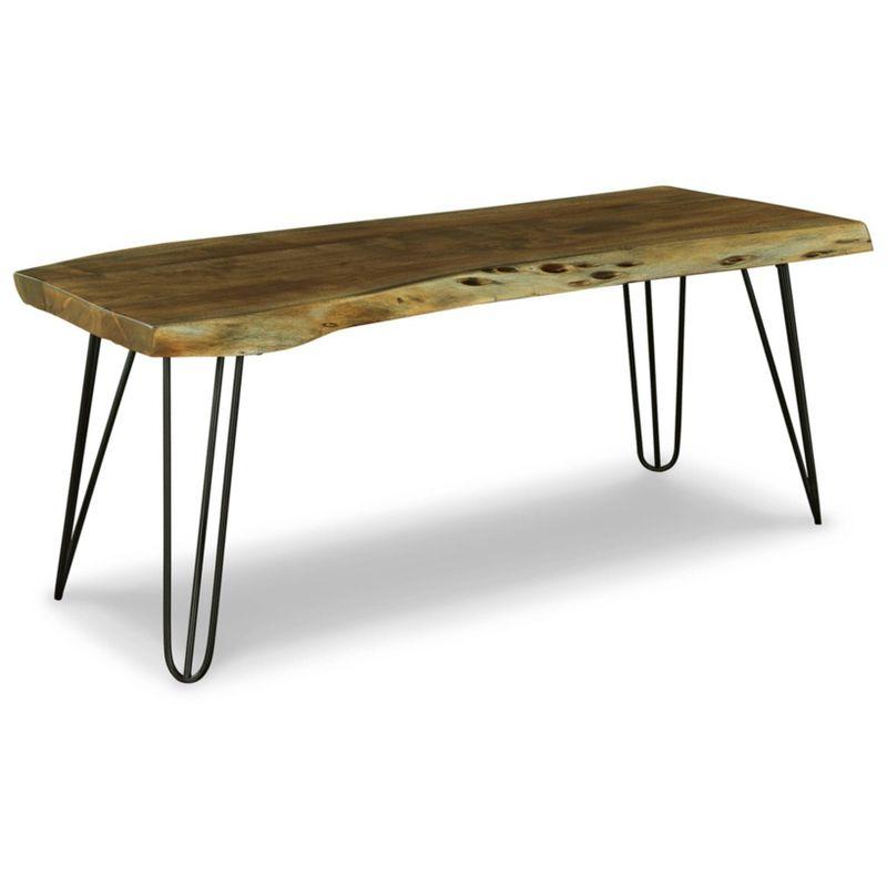 Haileeten 45'' Black/Brown Solid Wood Bench with Hairpin Legs