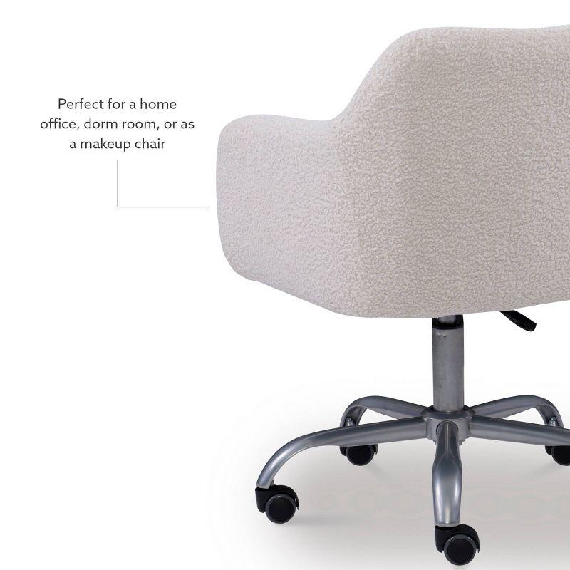 Rylen Modern Swivel Office Desk Chair White - Linon: Chrome-Plated, Ergonomic with Adjustable Height & Casters