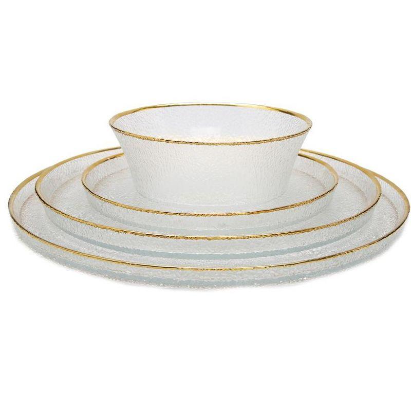 6" Clear Pebbled Glass Bowl with Gold Rim