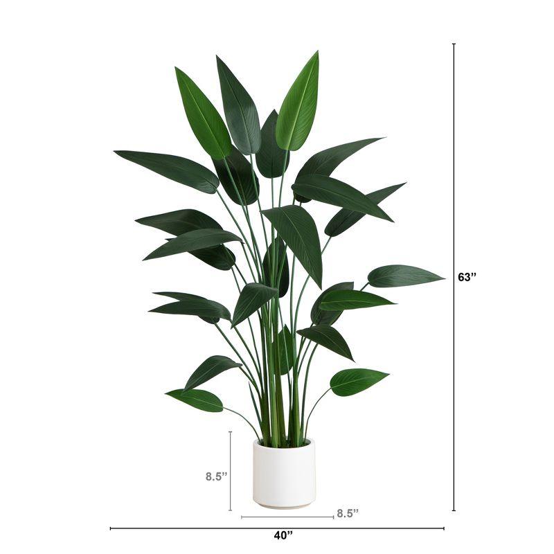 Nearly Natural 5-ft Artificial Sky Bird Tree in White Decorative Planter