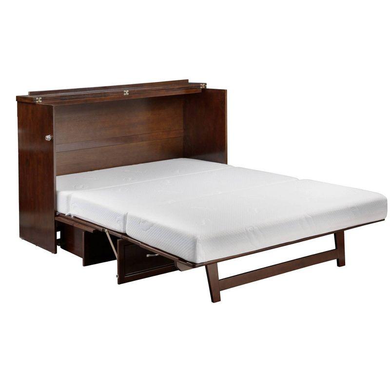 Queen Deerfield Murphy Bed Chest with Charging Station Walnut - AFI: Space-Saving Design, No Box Spring Needed