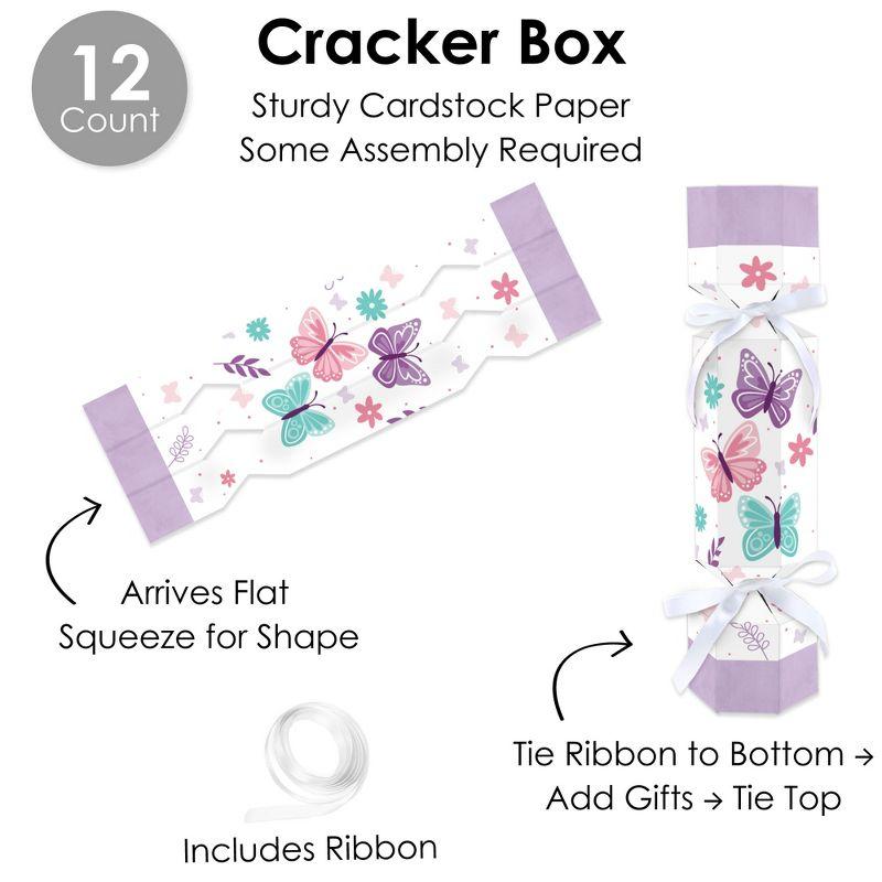 Big Dot of Happiness Beautiful Butterfly - No Snap Floral Baby Shower or Birthday Party Table Favors - DIY Cracker Boxes - Set of 12