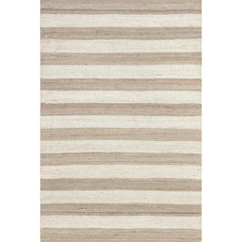 Alisia Handmade Striped Off-White Jute Runner Rug, 2' 6" x 8'