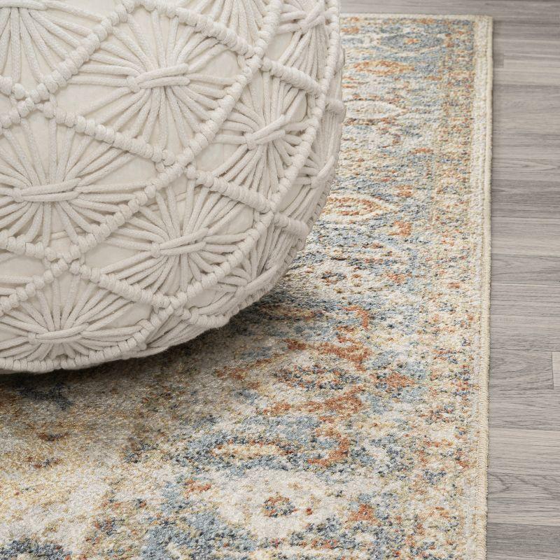 JONATHAN Y Hiero Persian Border Low-Pile Machine-Washable Cream/Terra 5 ft. x 8 ft. Area Rug