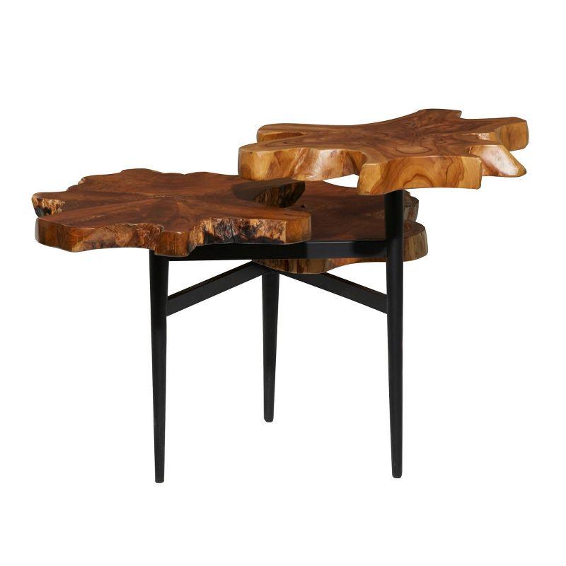 Rustic Teak Wood Accent Table Dark Brown - Olivia & May: Handcrafted, No Assembly Required