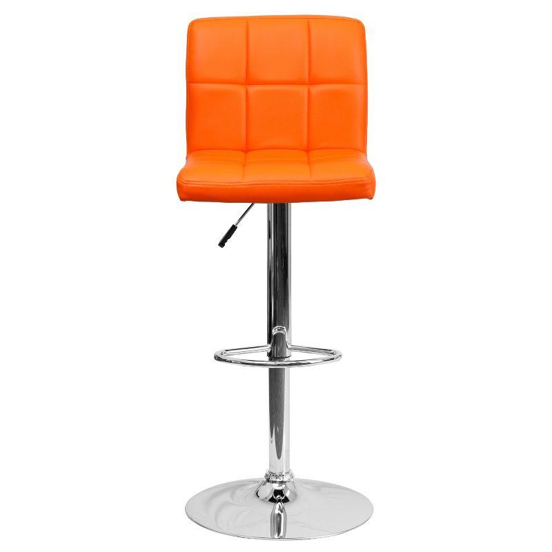 Flash Furniture Contemporary Orange Quilted Vinyl Adjustable Height Barstool with Chrome Base
