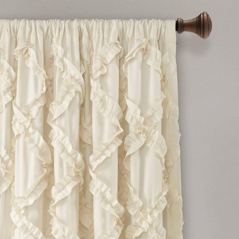 Ivory Elegance Ruffle Diamond 84" Polyester Window Curtain Set