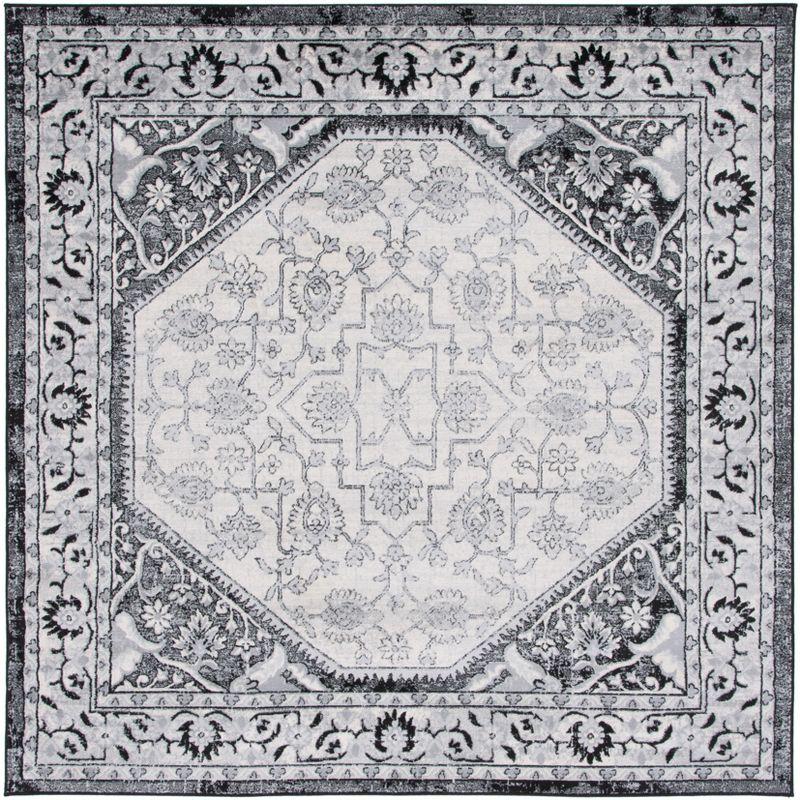 Brentwood BNT853 Power Loomed Indoor Area Rug - Black/Ivory - 6'7"x6'7" - Safavieh