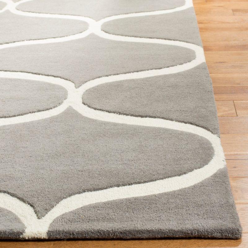 Handmade Dark Grey and Ivory Wool Area Rug, 3' x 5'