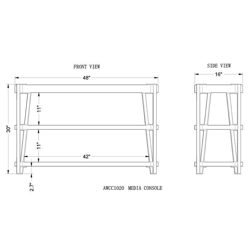 Alaterre Furniture Ryegate Metal And Wood TV Stand for TVs up to 55" Natural Brown: Media Console with Open Back, Acacia Surface