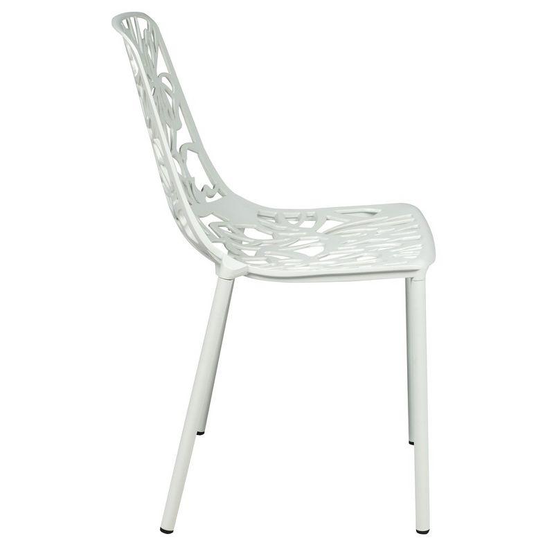 LeisureMod Devon Modern Aluminum Outdoor Stackable Dining Chair Set of 4, White