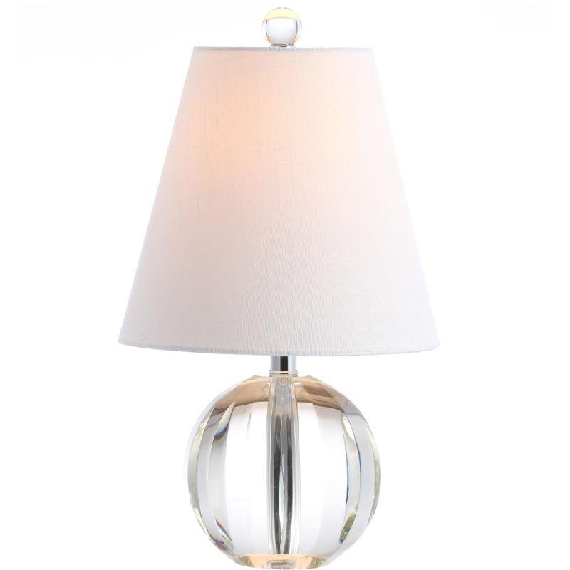 Goddard 16" Clear Crystal Ball LED Table Lamp with White Linen Shade