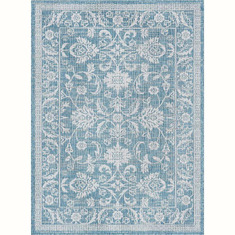 Well Woven Indoor Outdoor Delphi Persian Oriental 7'10" x 10'6" Blue Area Rug