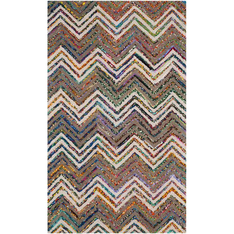 Hand-Tufted Gray Square Wool-Cotton Blend Area Rug, 36x36 Inches