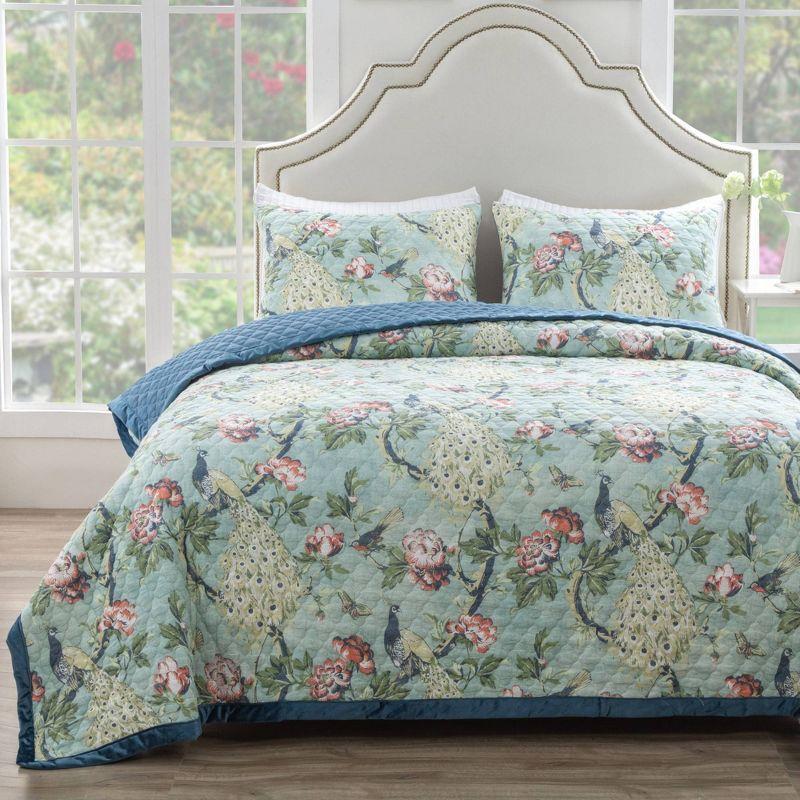 Greenland Home Fashions Pavona Quilt Set Jade