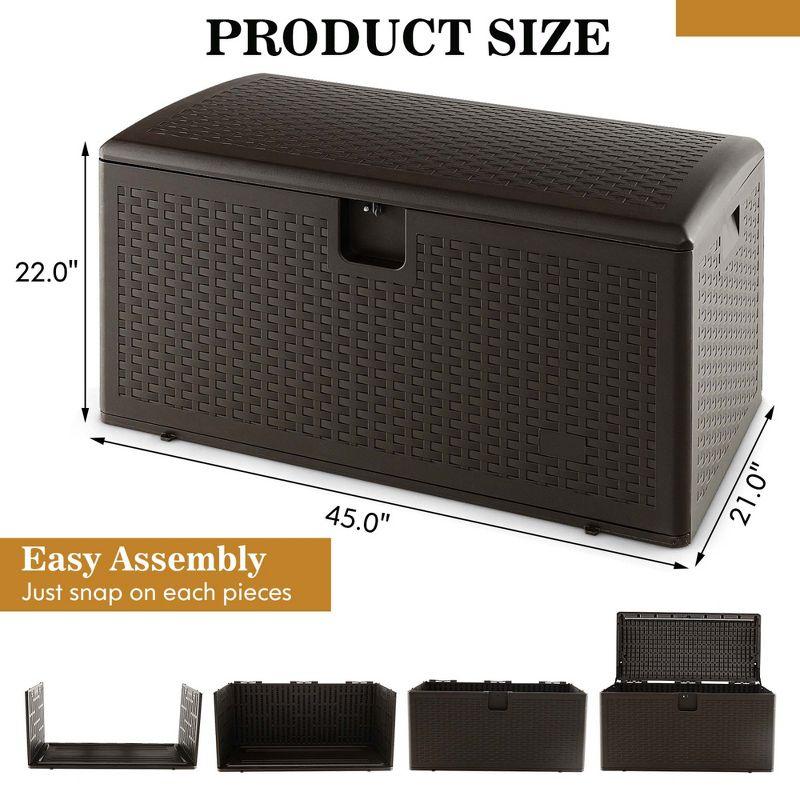 Costway 28/73/100/120/130 Gallon Patio Deck Box Outdoor Waterproof Storage Container for Tools Toys Brown