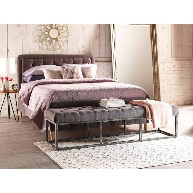 Danes Claire Tufted Bench with Iron Legs, Modern 72.5" Bench for Bedroom or Living Room